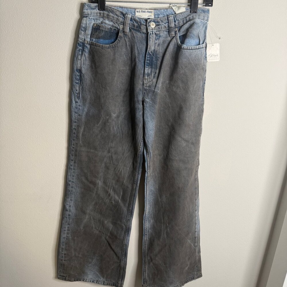 Free people NWT Women's 28 Blue Denim Tinsley Baggy High Rise Jeans Casual